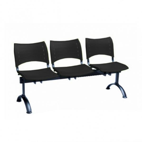 Siège sur poutre 3 places - design noir - idéal pour accueils ou salles d'attente - Marque Rolléco_0