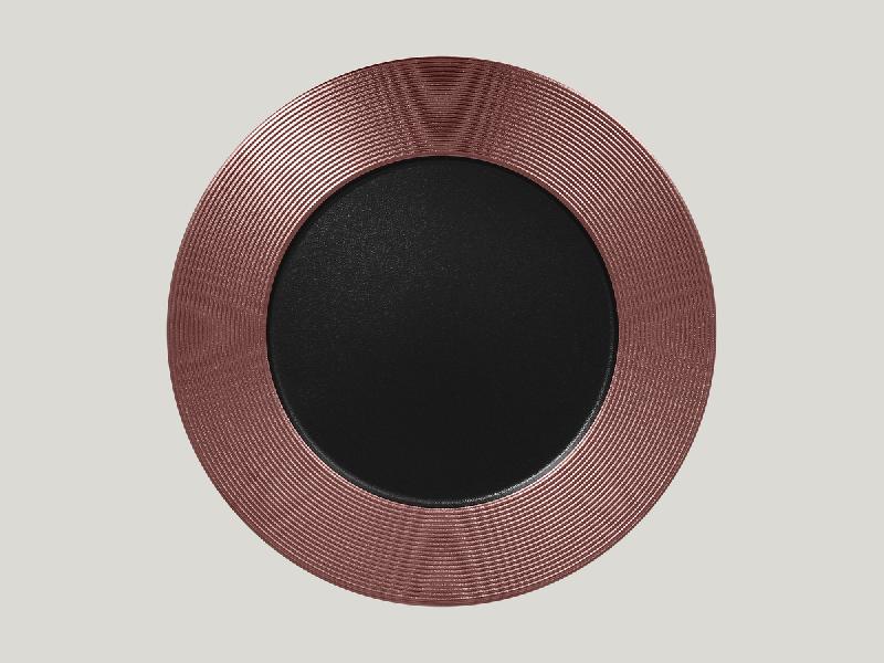 ASSIETTE PLATE ROND NOIR PORCELAINE Ø 33 CM METAL FUSION RAK