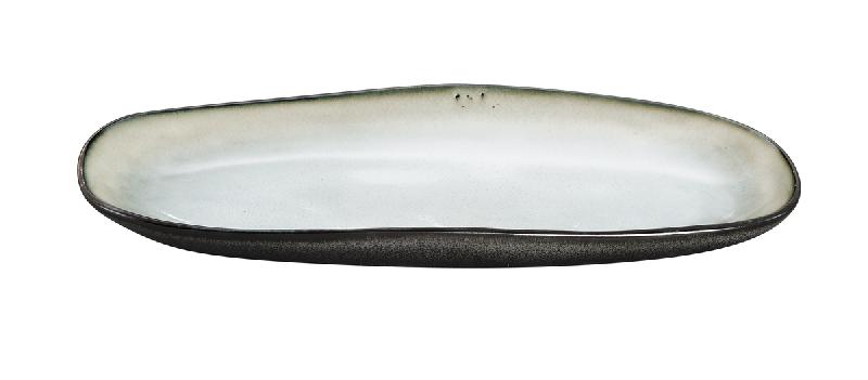 PLAT OVALE BLANC GRÈS 23 CM SHADOW MEDARD DE NOBLAT
