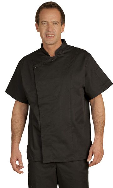 602 - Veste de cuisine homme - Talbot - col officier - plastron asymétrique et pressions invisibles_0