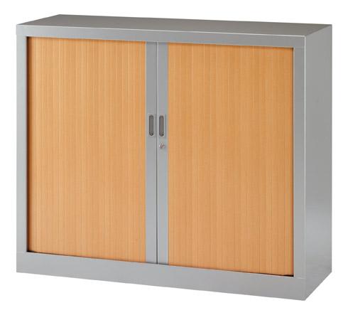 ARMOIRE MÉTAL À RIDEAUX MONOBLOC GENERIC H 100 X L 120 X P 43 CM CORPS ALUMINIUM / RIDEAUX HÊTRE
