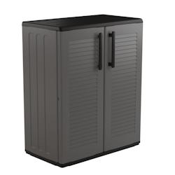 Art Plast Armoire de Rangement Grise Armoire basse 2 portes Polypropylène 68x37h84 cm ArtPlast - gris plastique polypropylène ZA1461_0