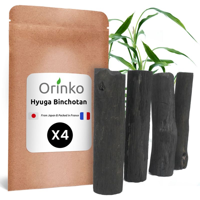 Binchotan japonais de hyuga x4 - charbons actifs - orinko - lot de