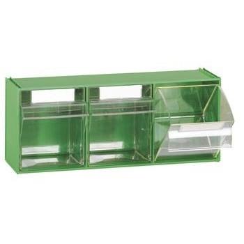 Bloc-tiroir 3 cases - façades transparentes - Vert - Rolléco_0