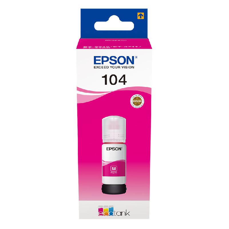 BOUTEILLE D'ENCRE ORIGINALE 104 ECOTANK EPSON - C13T00P340 MAGENTA