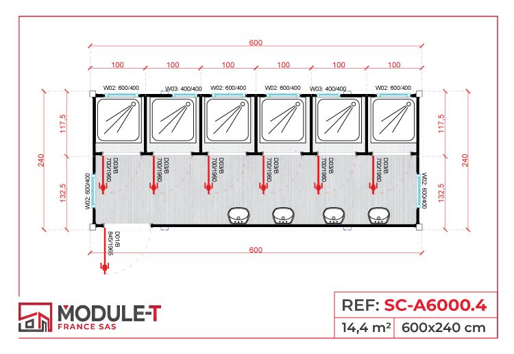 Bungalow Douche de 20 pieds Douches de chantier_1