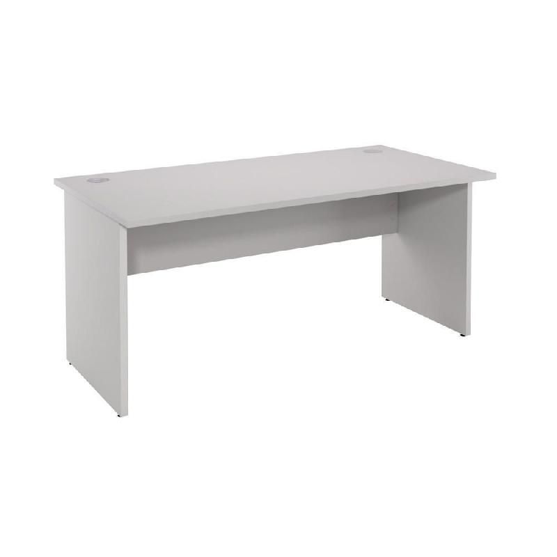 BUREAU DROIT EVOLUTION - L. 160 X P. 80 CM - PLATEAU 'GRIS' - PIEDS PLEINS 'GRIS'.