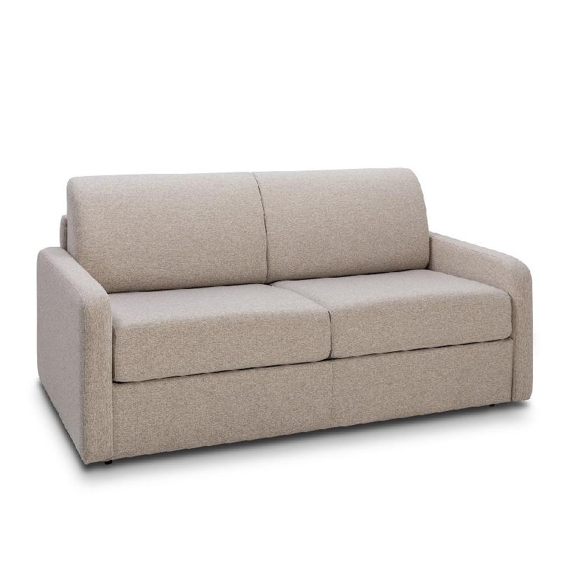 Canapé convertible express Mac Mahon - sommier à lattes 120 cm - matelas 16 cm tissu tweed beige_0