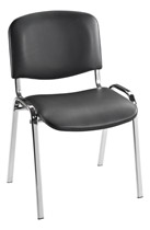 CHAISE CONFÉRENCE VINYLE NON FEU NOIR PIÉTEMENT CHROMÉ