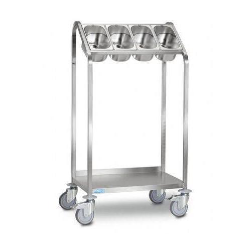 CHARIOT À COUVERTS AVEC 4 BACS GN 1/4 EN INOX HUPFER - POUR 100 PLATEAUX