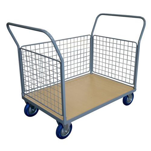 CHARIOT PLATEAUX 800X1200 MM - 3 COTÉS GRILLAGÉS - 500 KG - STOCKMAN