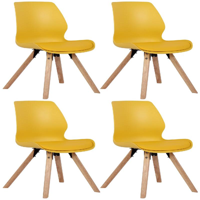 CLP Lot de 4 chaises de salle à manger Luna Jaune/Plastique - jaune plastique 322304_0
