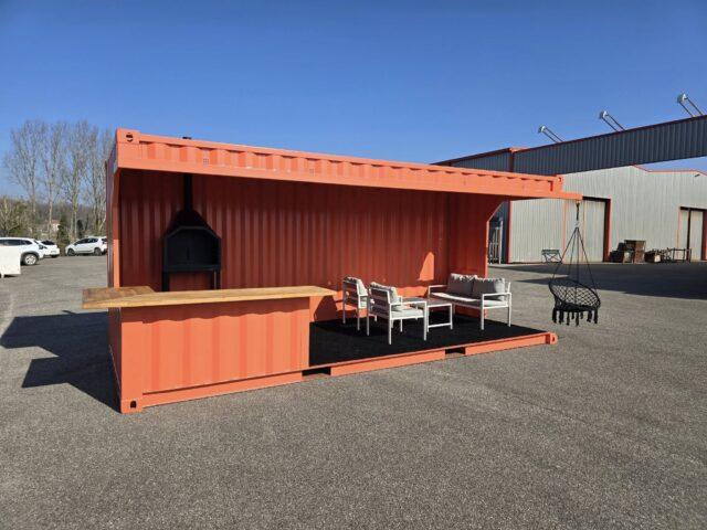 Container Cuisine d'été / Poolhouse 20 pieds - Acier Corten - Modulable et Résistant aux Intempéries_0