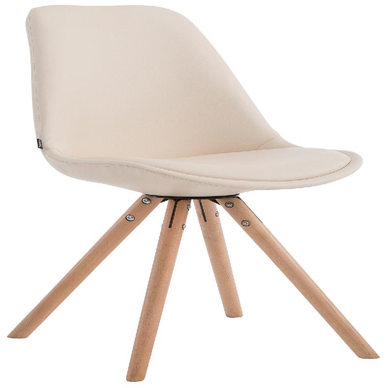 Décoshop26 - Chaise de cuisine salle à manger scandinave assise en PVC crème 4 pieds en bois forme rond 10_0008303 - beige Bois massif 3000266579798_0