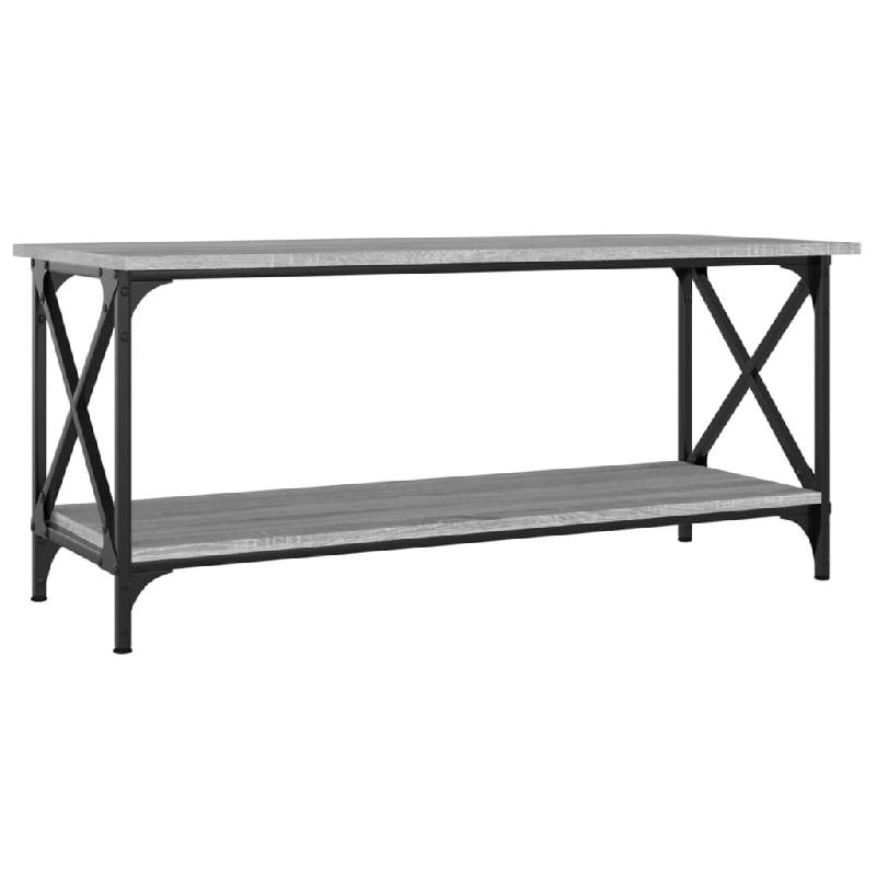 Décoshop26 - Table basse avec étagère design industriel 100 x 45 x 45 cm bois d'ingénierie gris et fer DEC039930 - gris Bois massif 3000264667817_0