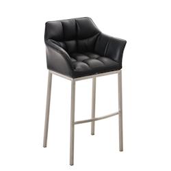Décoshop26 - Tabouret de bar chaise haute de comptoir couture carrées assise en PVC noir 4 pieds stables en acier inoxydable 10_0004716 - noir 30002_0
