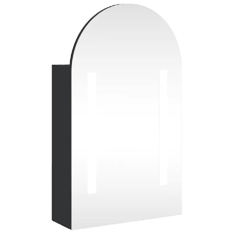 Helloshop26 - Armoire de bain à miroir LED murale noire 42 x 13 x 70 cm avec étagères réglables design épuré en bois noir 02_0047275 - noir verr_0