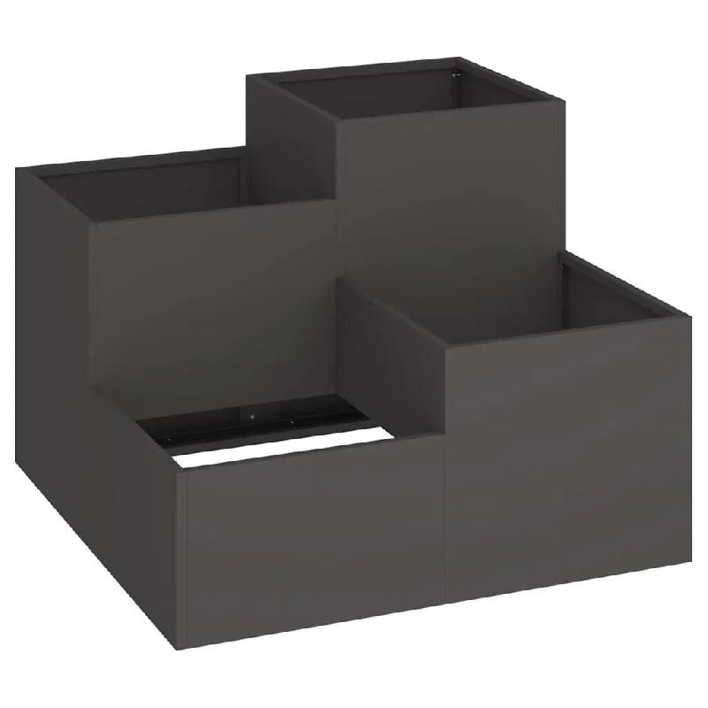 Helloshop26 - Lot de 2 cache-pots rectangulaires design moderne jardin terrasse 100 x 100 x 60 cm en acier noir 02_0052074 - noir métal 3000237232035_0