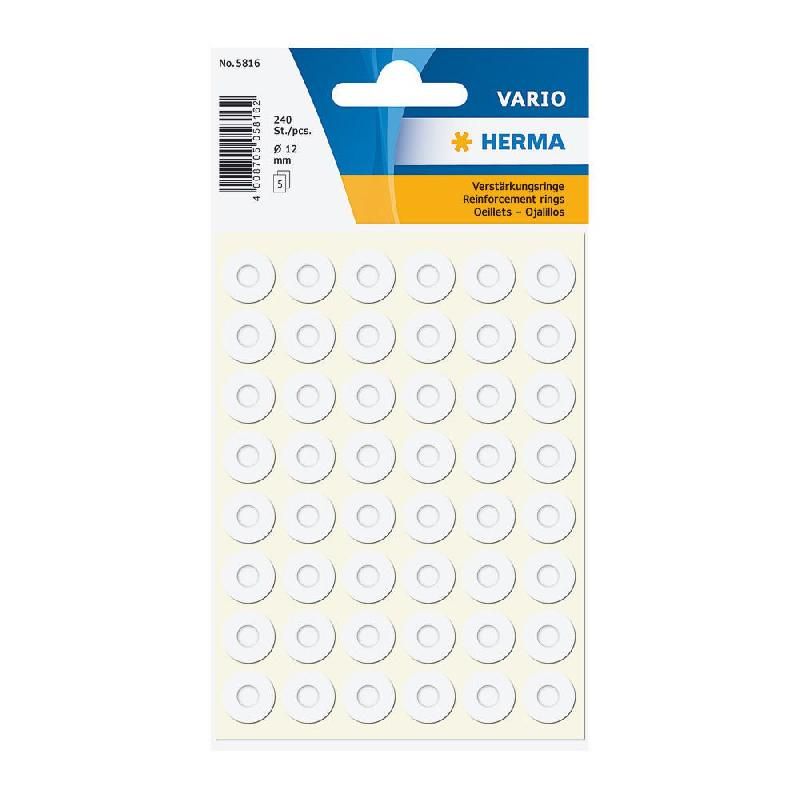 HERMA OEILLETS ADHÉSIFS HERMA BLANC - BOÎTE DE 240