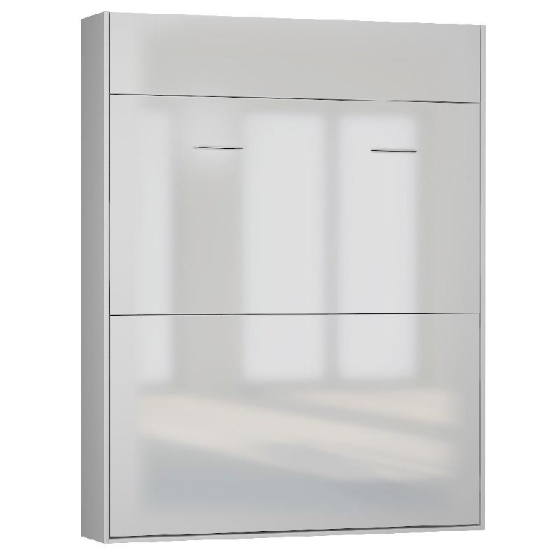 Lit escamotable studio - façade blanc brillant - couchage 160x200 cm - ouverture assistée et pied automatique_0