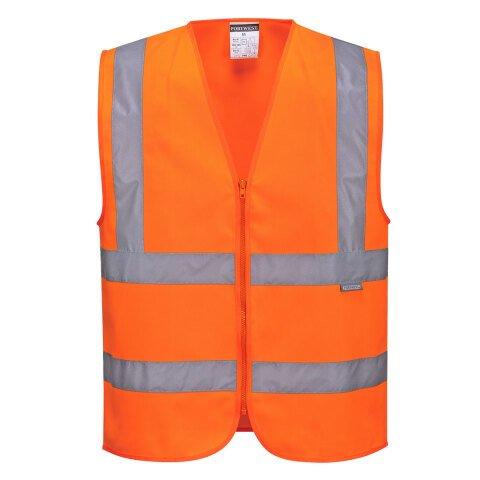LOT DE 5 - PORTWEST C375 GILET HI-VIS AVEC ZIP ORANGE - TAILLE L
