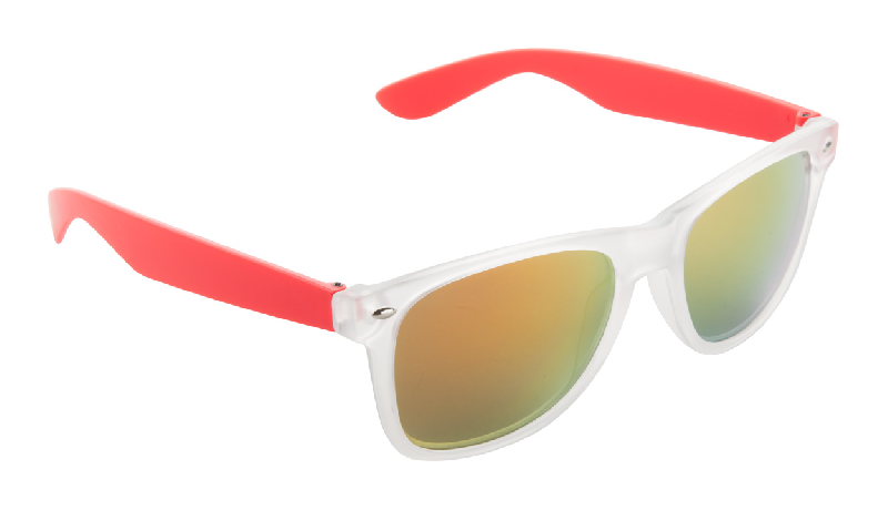 Lunettes de soleil en plastique - Protection UV400 - Monture transparente et branches colorées - Verres métalliques_0