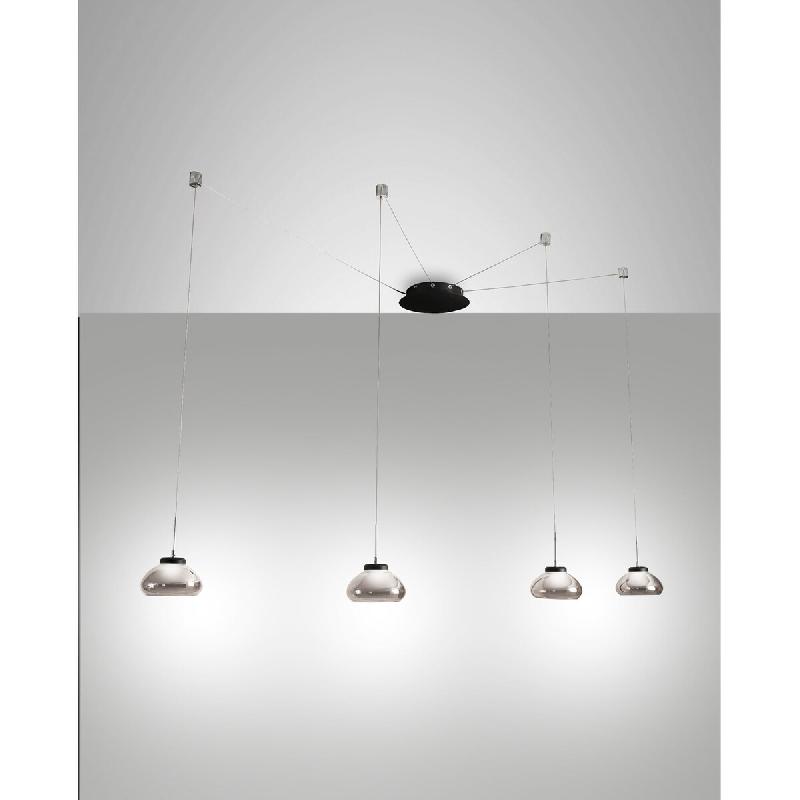 Lustre Suspension Arabella Led En Métal Et Verre Soufflé Fumé 3547-49-126 Fabas Luce - noir 8019282510536_0