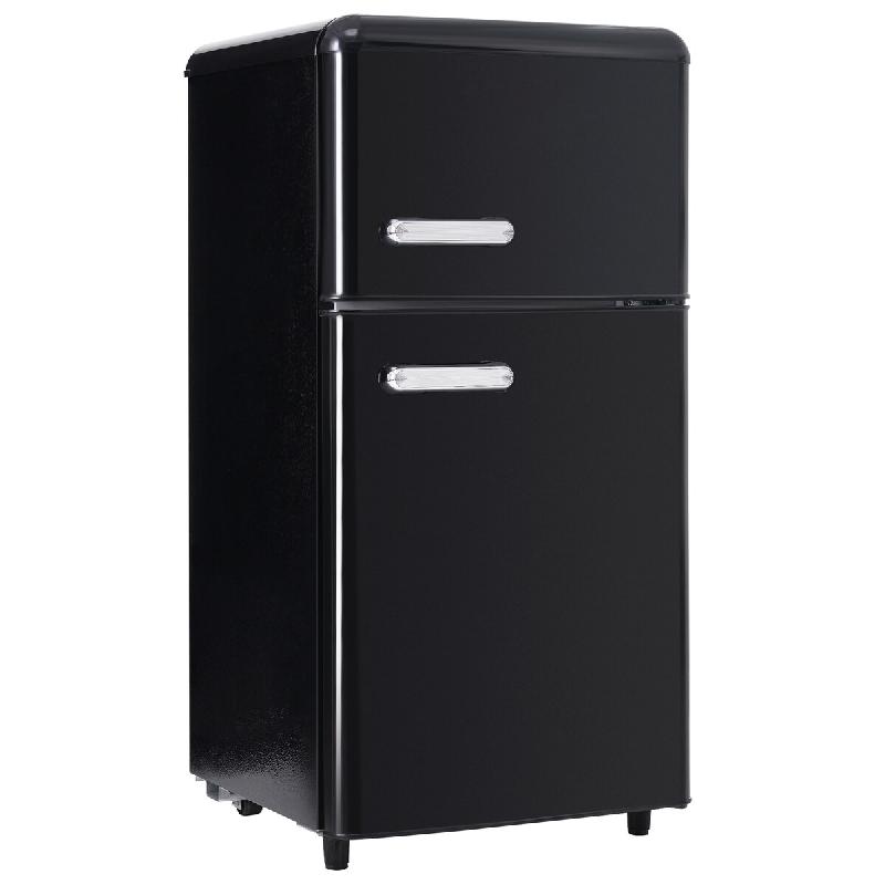 Merax mini réfrigérateur rétro avec congélateur, 72 L, 2 portes, compact pour bureau et minibar d'hôtel, LED, noir - ES314740SAA_0