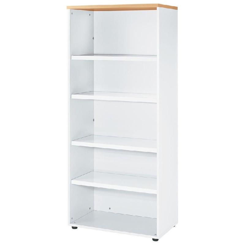 MEUBLE HAUT ACTUAL SANS PORTES - H.180 X L. 80 X P. 47 CM - CORPS BLANC - TOP CHÊNE