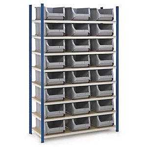 PACK RAYONNAGE EN ACIER ÉPOXY + 24 BACS À BEC PLASTIQUE 23 L VERT