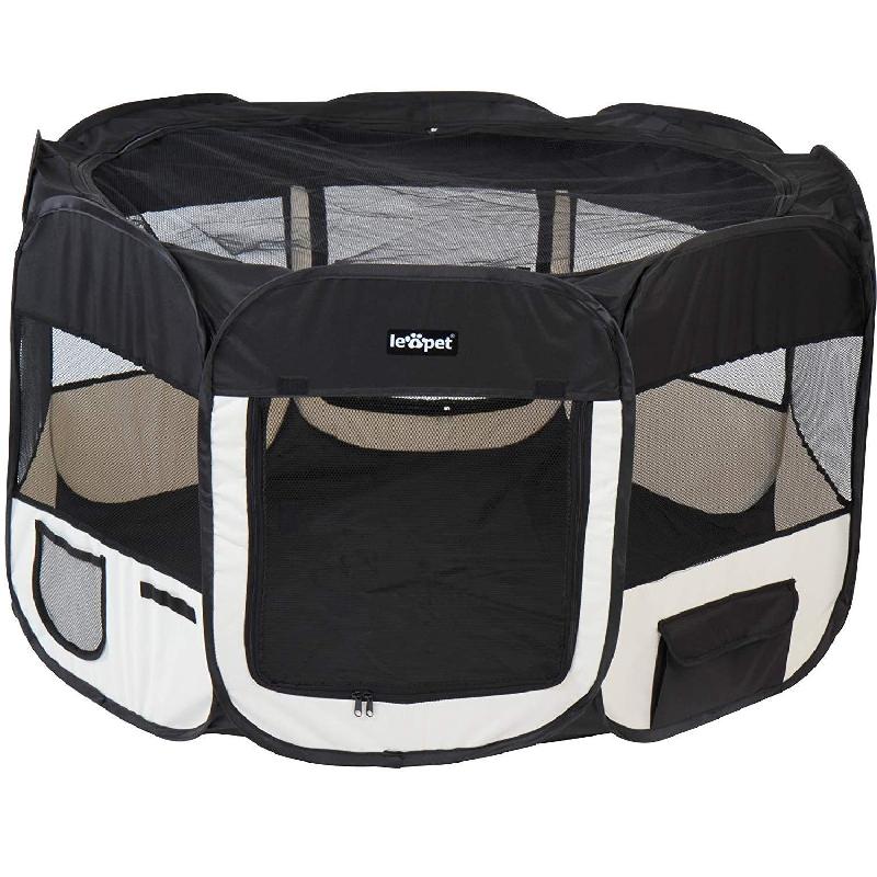 Parc pour chiens chiots pliable portable 125 cm diamètre noir 3701085