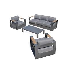 PARIS Garden Salon de jardin 5 places en aluminium anthracite et accoudoirs en HPL - MANDELIEU - gris aluminium MANDELIEU-S3-ANTH_0