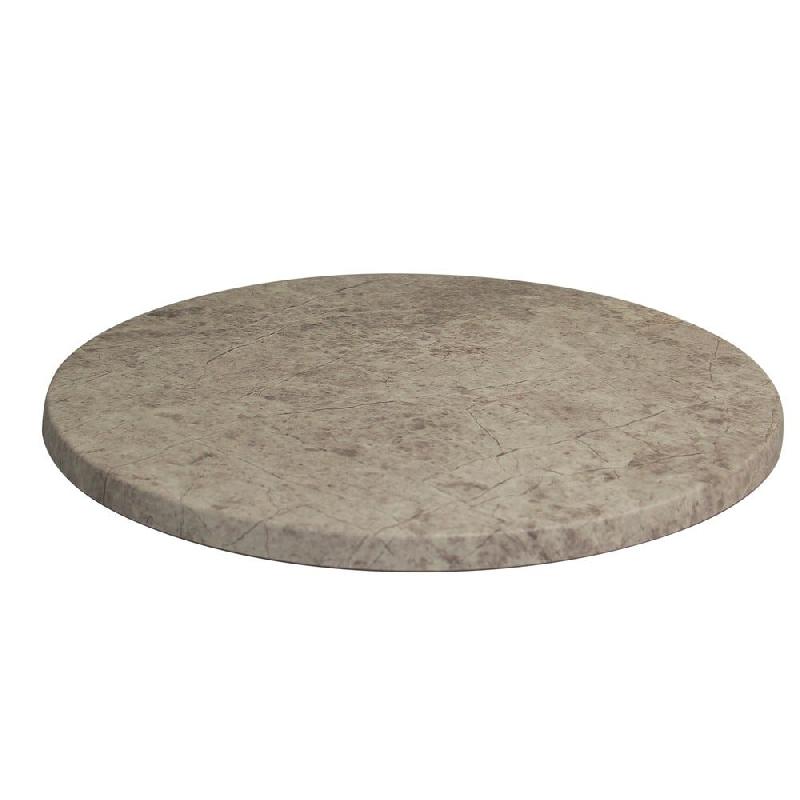 Plateau de table rond - extérieur - Werzalit Ø60cm décor blanc fumé_0
