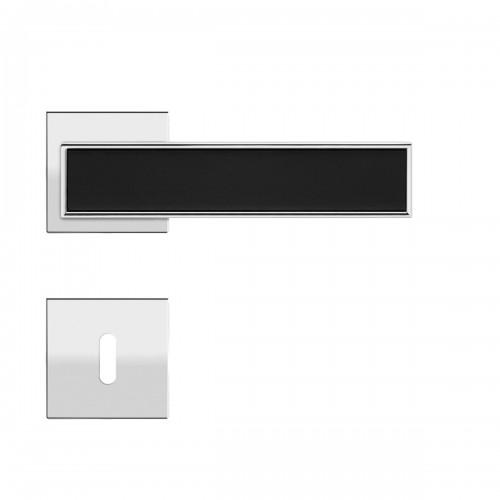 POIGNÉES DE PORTE SUR ROSACES CARRÉES EPL 53Q TORINO - CHROMÉ ET NOIR - CLÉ L KARCHER DESIGN