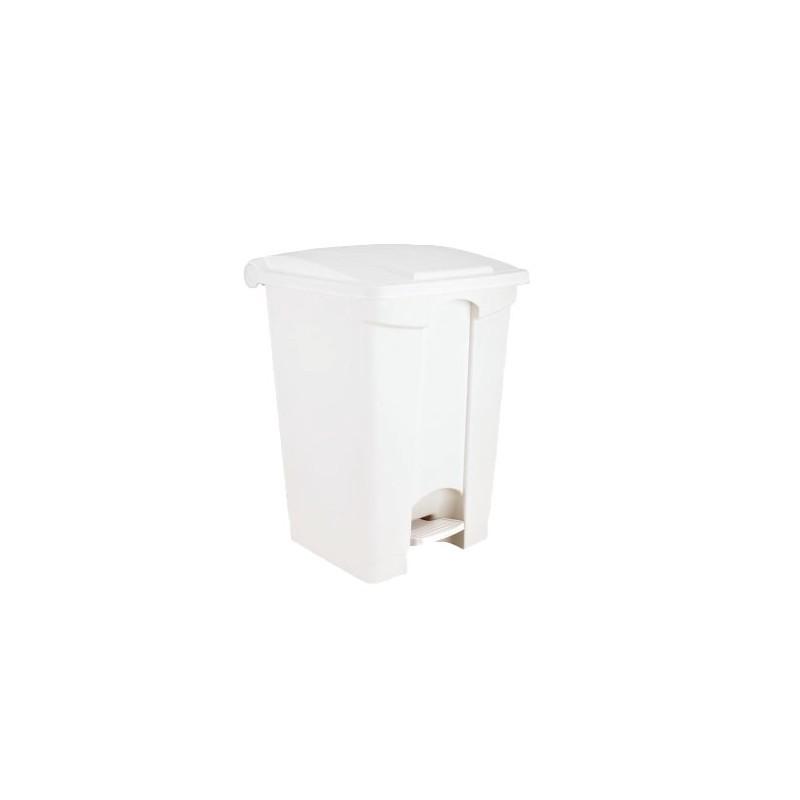 Poubelle PP blanche à pédale 50L couvercle Jaune_0