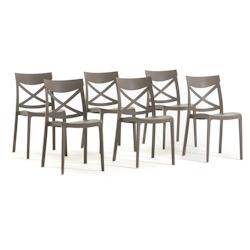 RATTATAN Set 6 Chaises en polypropylène avec fibre de verre empilables pour extérieur et jardin, bar et restaurant, cuisine  moderne - MORGANA - Tou_0
