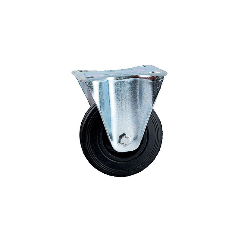 ROULETTE D50MM CAOUTCHOUC NOIR PLATINE FIXE - AVL - 508819A