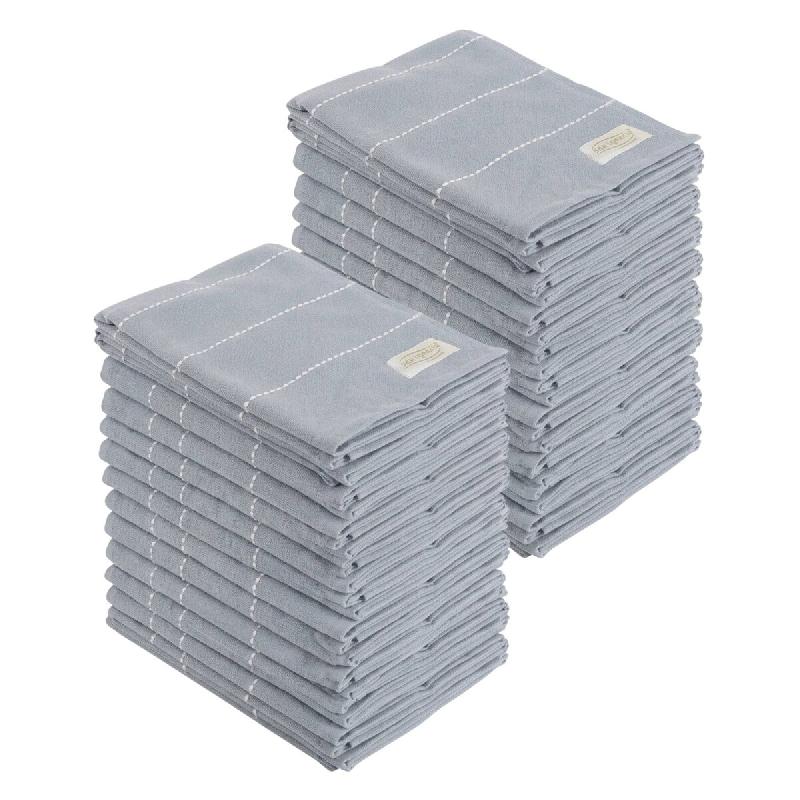 San Ignacio - Set de 24 torchons de cuisine 100% coton couleur bleue 50x50cm - NOIA - bleu PK10150_0