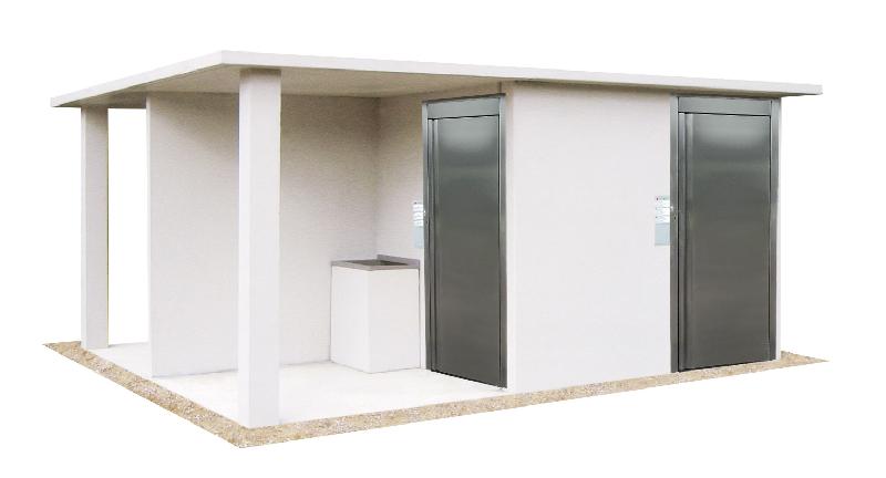 Sanitaire gens du voyage - réf. 2022 - 2 cabines WC, 2 douches et un local technique_0