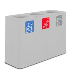 Stil Casa PURE système de collecte des déchets, acier peint, 115x38xh. 80 cm, couverture avec couvercle basculant, 300 litres, blanc. - blanc acier_0