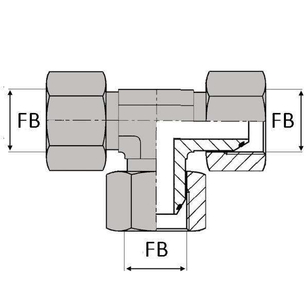 Té femelle tournant BSP x femelle tournant BSP x femelle tournant BSP - BTF0000002 - TFBSP 1/8 - Ø FB 1/8 inch - Ø FB 8.56 mm_0