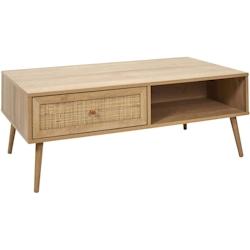 Table basse cannage et bois 1 tiroir Bali The Home Deco Factory - beige 3664944335450_0