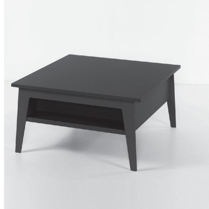 Table basse relevable gris ardoise Brighton 80x80 cm - Plateau bois stratifié, design moderne_0