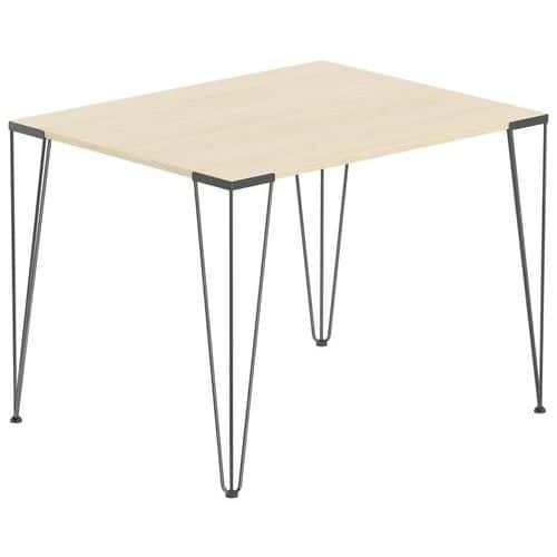 TABLE RÉUNION LORI 100 X 80 CM PLATEAU CHÊNE CLAIR PIED NOIR - MBA