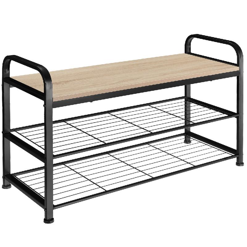 Tectake Étagère à chaussures SOUTHAMPTON 91x36x55cm - Bois clair industriel, Chêne Sonoma - 404286 - marron acier 404286_0