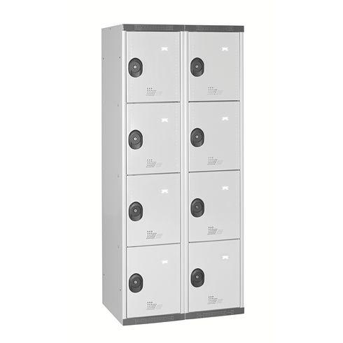 VESTIAIRE 2 COLONNES 4 CASES MONOBLOC GRIS
