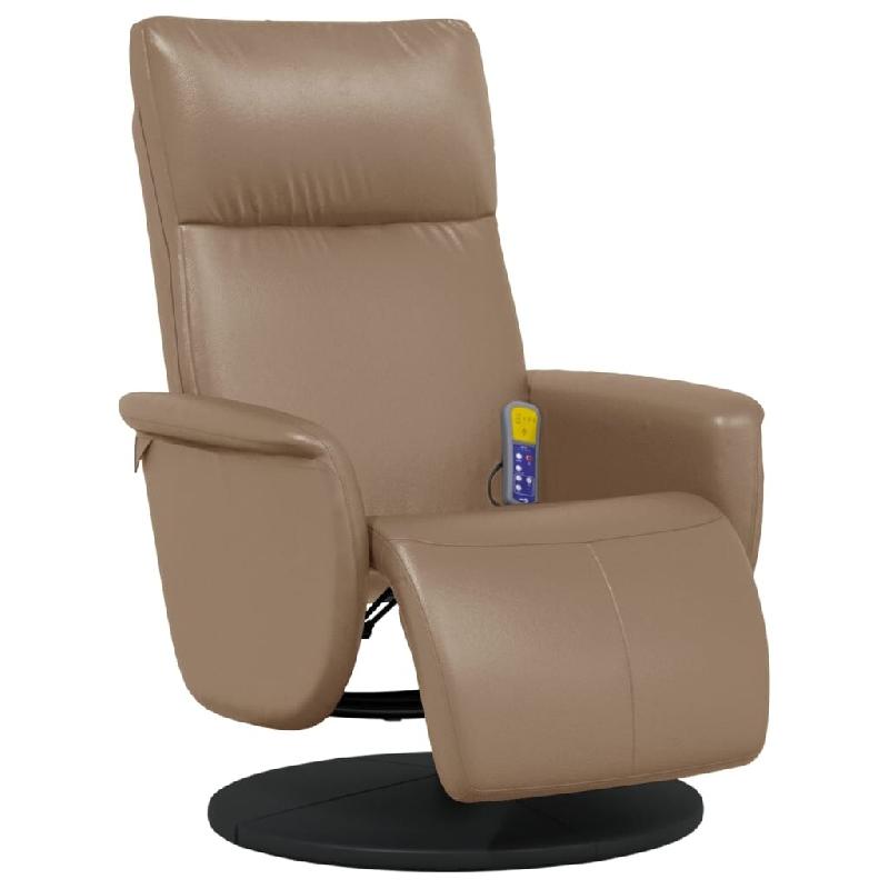 VidaXL Fauteuil inclinable de massage repose-pieds cappuccino Modèle Jermontel - 356556_0