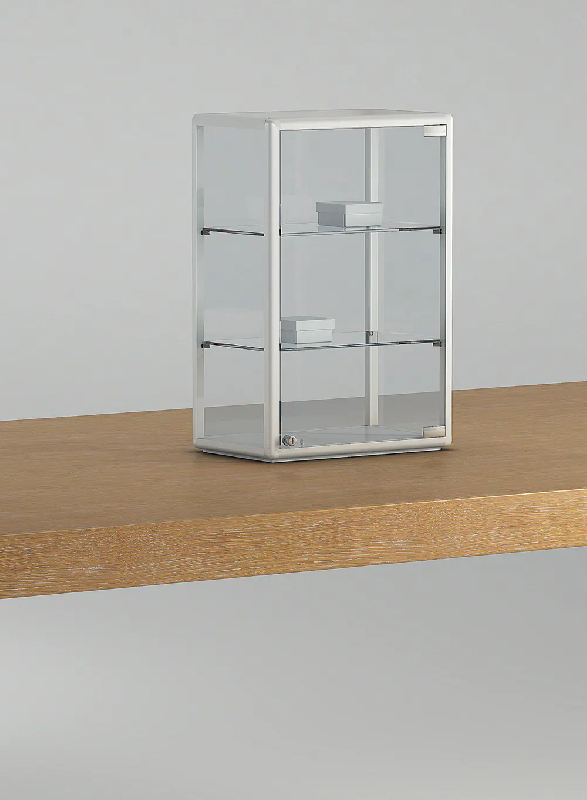 Vitrine de vente miniatures 4-6PVA - format compact 38x23x61 cm - 2 tablettes amovibles - porte vitrée avec serrure_0
