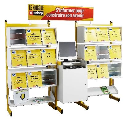 MEUBLE PRÉSENTOIR À PÉRIODIQUES ONISEP ZÉDIA TABLETTE INCLINÉE VIOLINE RAL 4004 - MANUTAN COLLECTIVITÉS