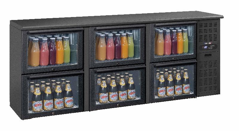 Arrière bar 3 x 2 tiroirs vitrés - CASSELIN CAB32TV - Acier thermolaqué noir mat - Froid ventilé - Capacité 485 L_0